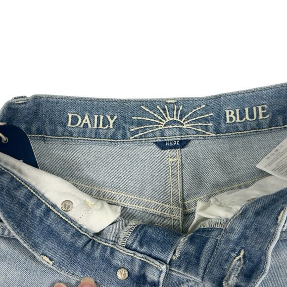 Daily Blue By AG Hype Straight Leg Jeans High Rise Distressed Dust Size 25 NEW - Picture 4 of 15